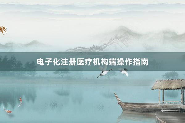 电子化注册医疗机构端操作指南