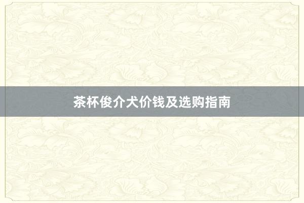 茶杯俊介犬价钱及选购指南