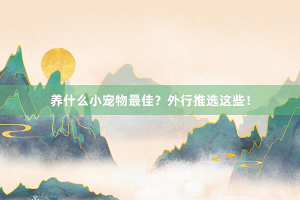 养什么小宠物最佳？外行推选这些！